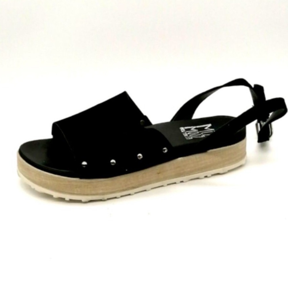 NIB MIZ MOOZ EU 41 Stella platform sandals in black w tie up ankle straps